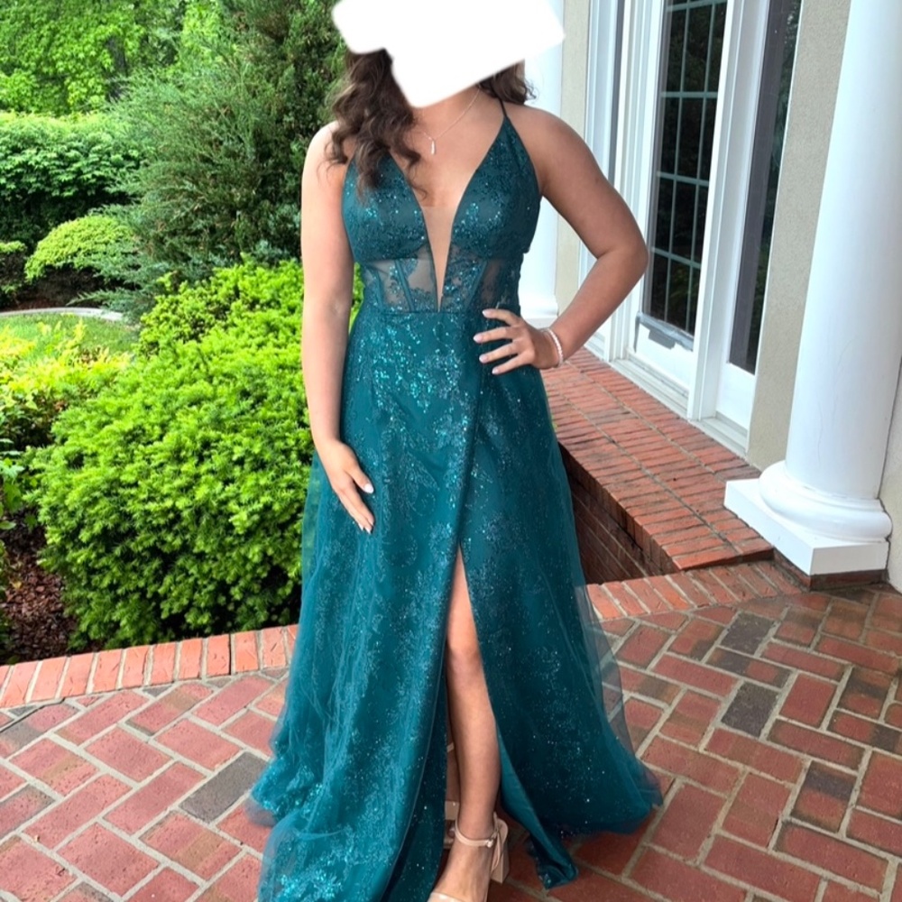 Beautiful Green teal prom dress formal dress